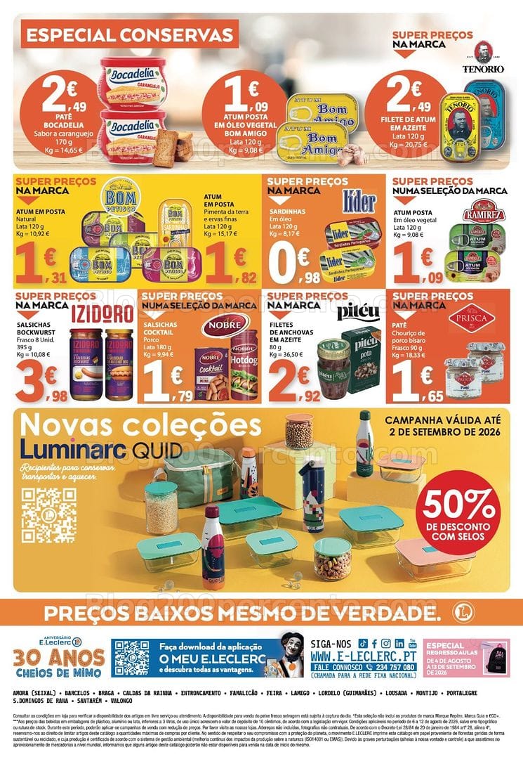 Antevisão Folheto E-LECLERC Promoções de 6 a 12 agosto